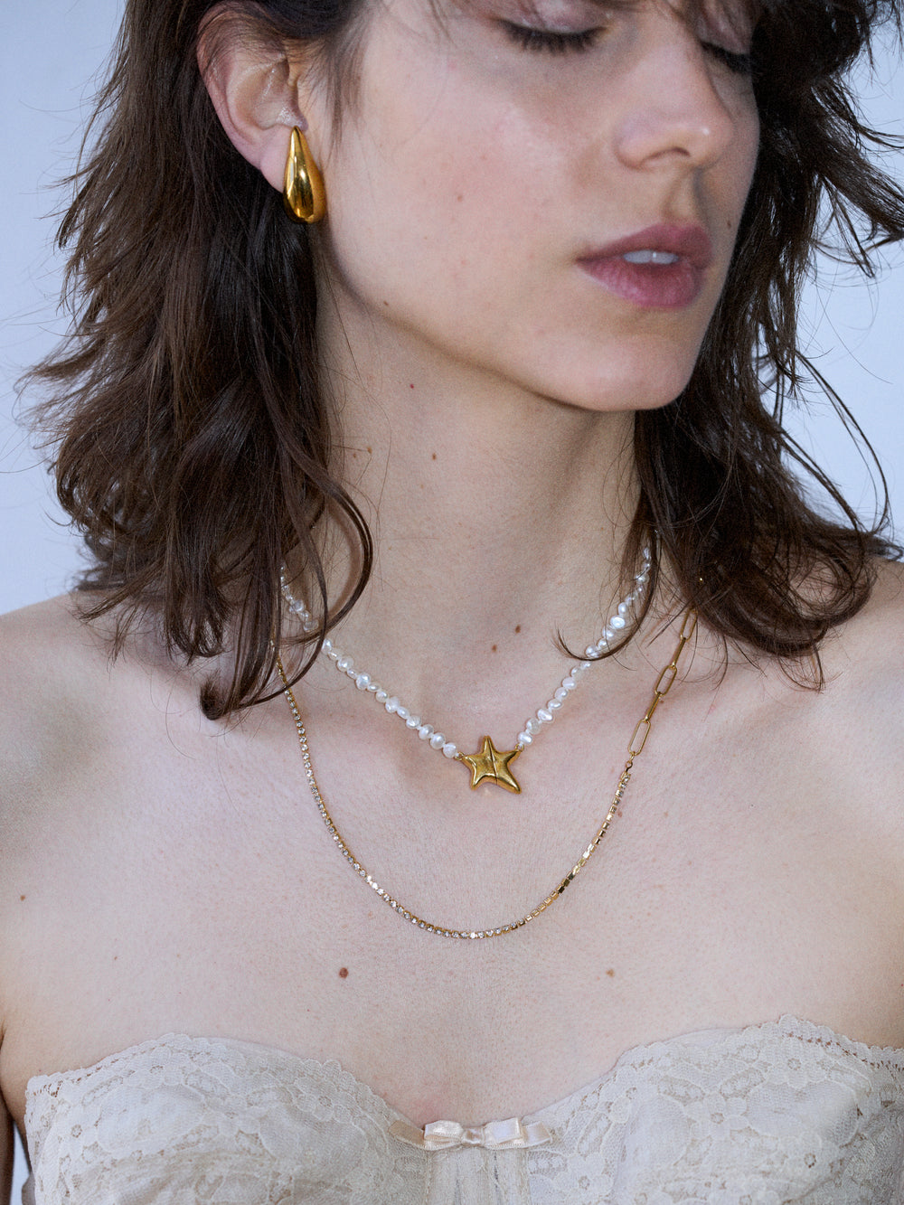 Magnets Star Necklace /Pearl