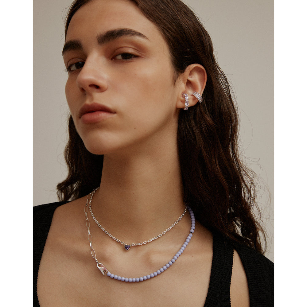 Clip Mix Chain necklace - Purple
