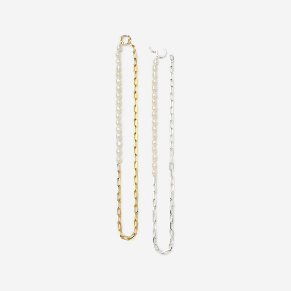 Hoop Necklace / Pearl Chain L