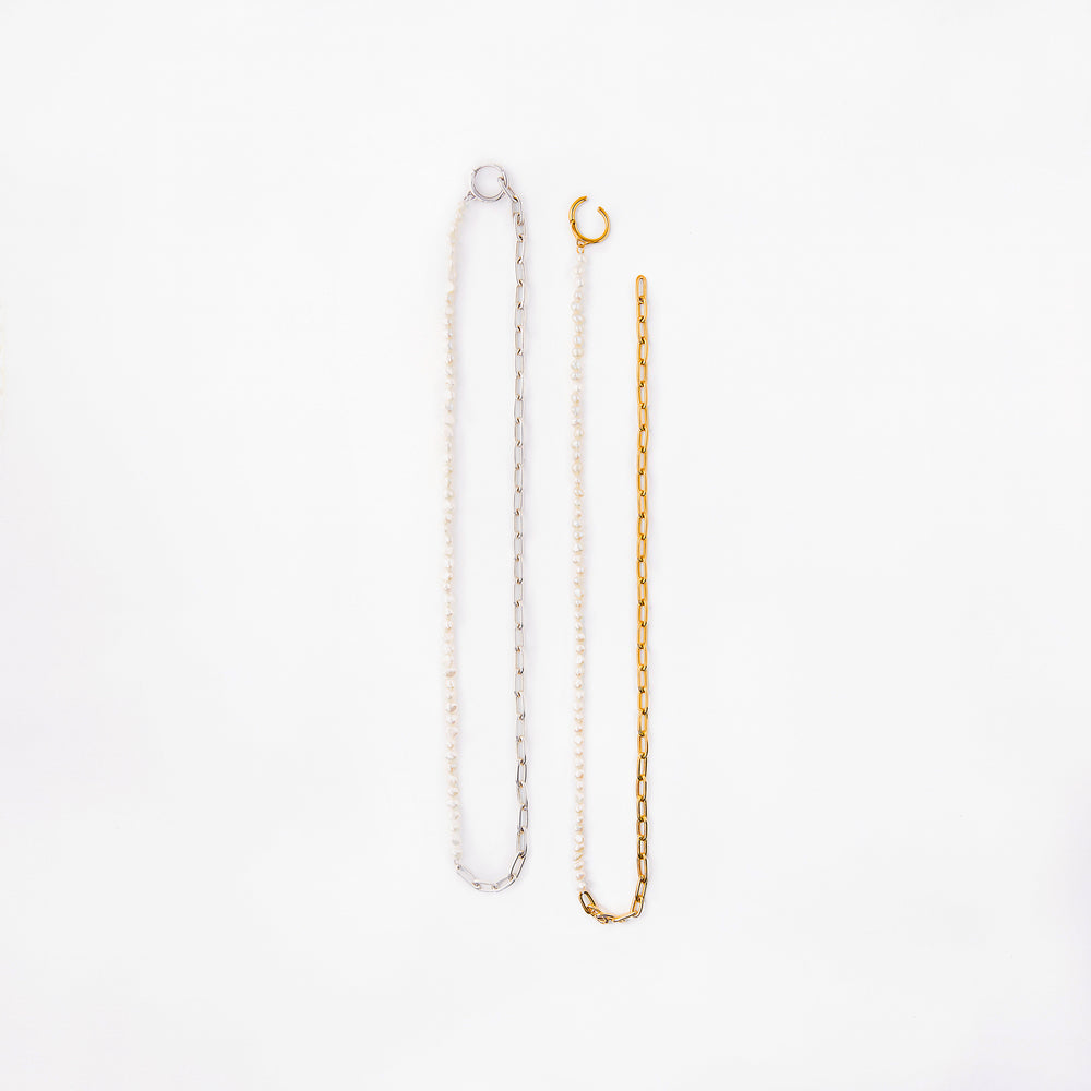 Hoop Necklace Pearl Chain M
