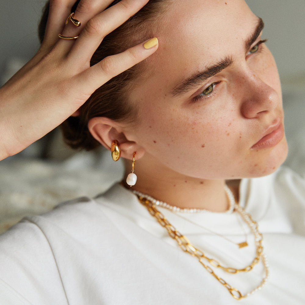 Hoop Necklace Pearl Chain