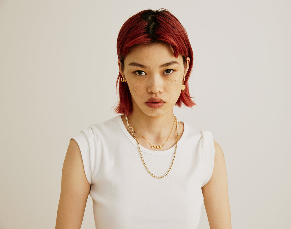 Hoop Necklace Pearl Chain M