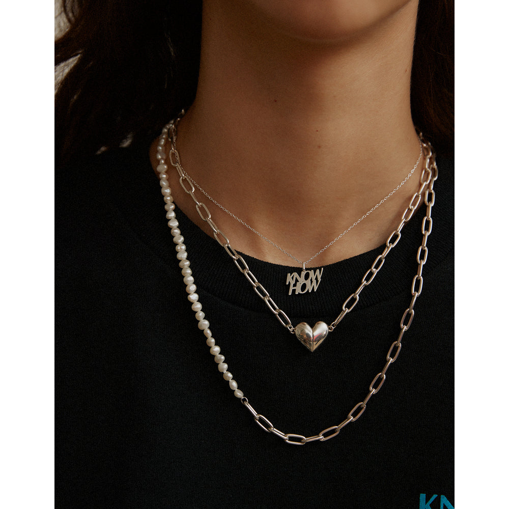 Hoop Necklace Pearl Chain M