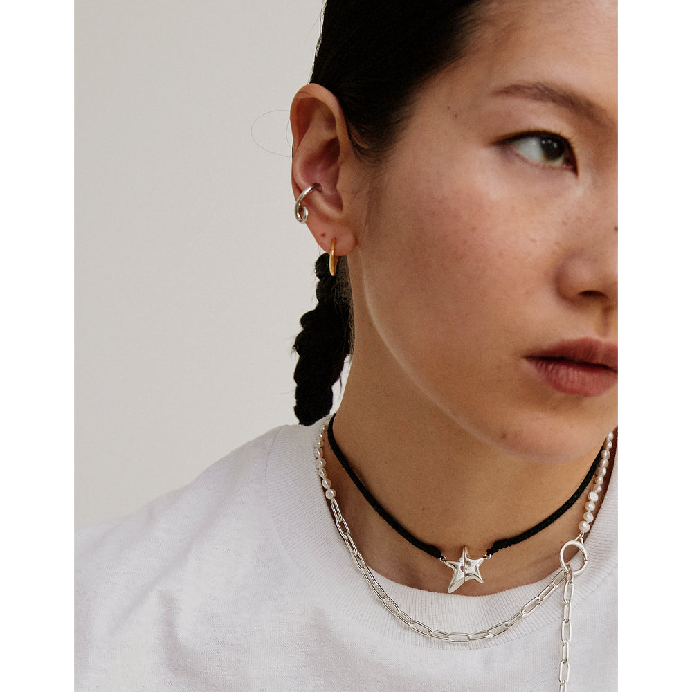 Hoop Necklace Pearl Chain M