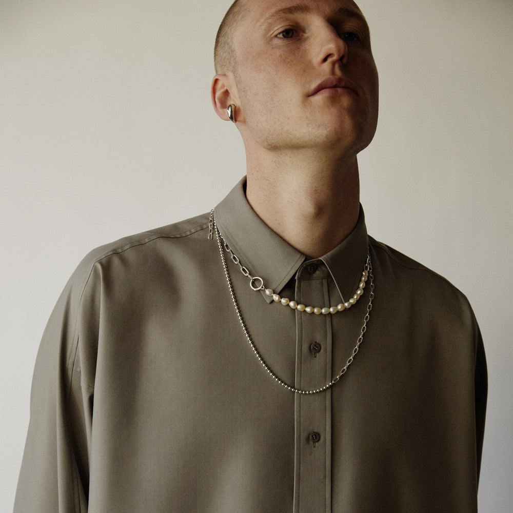 Hoop Necklace / Pearl Chain L