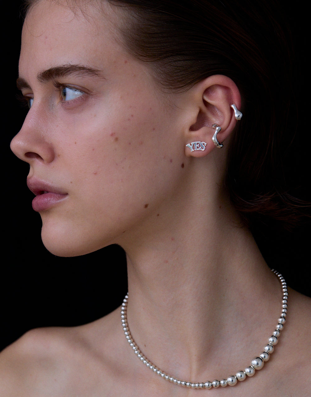 Clip Necklace / Asymmetry Ball Chain