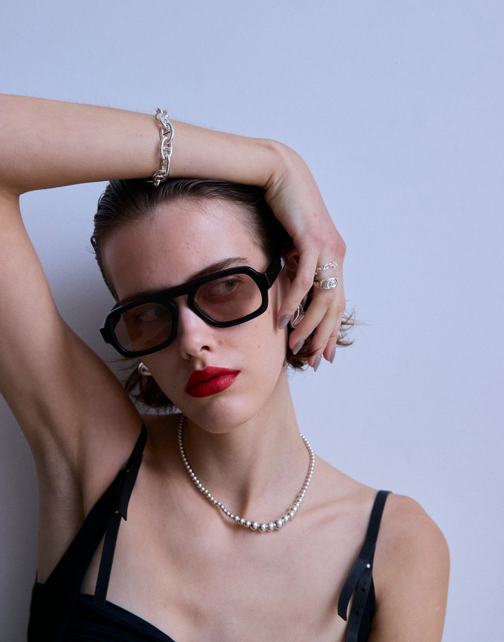 Clip Necklace / Asymmetry Ball Chain